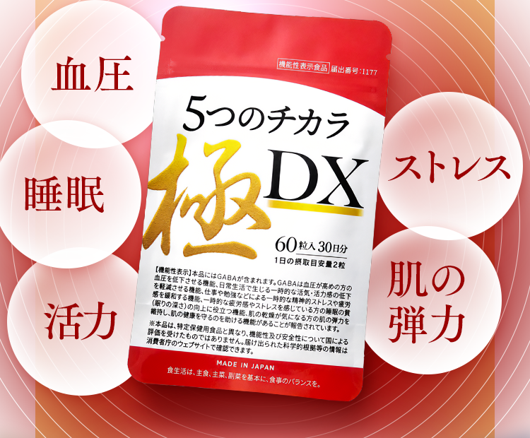 血圧、睡眠、活力、ストレス、肌の弾力