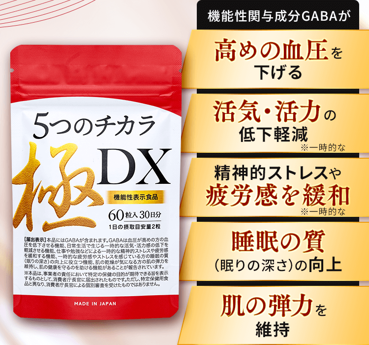 機能性関与成分GABAが高めの血圧を下げる