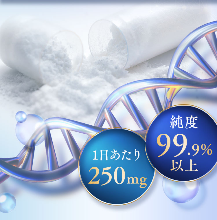 純度99.9%以上、1日あたり250mg