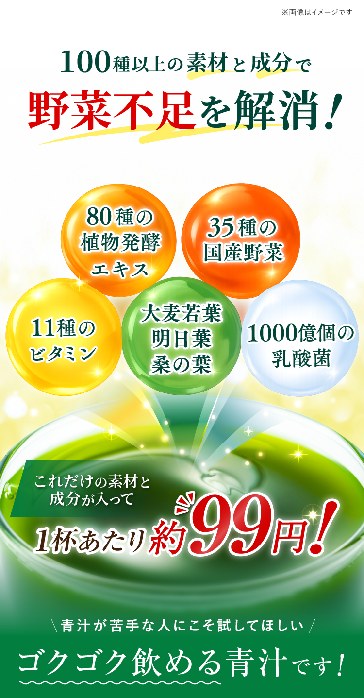 野菜不足を解消・１杯あたり99円