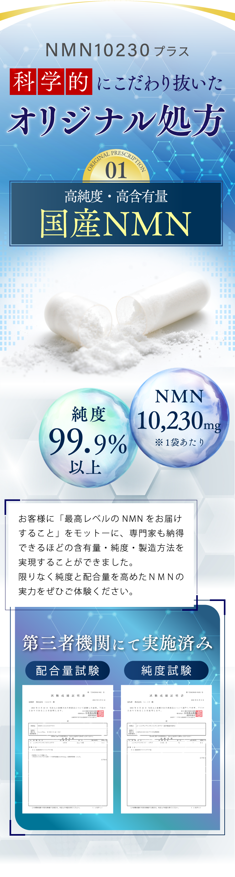 科学的にこだわり抜いたオリジナル処方