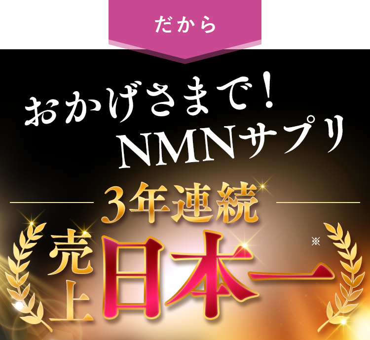 おかげさまでNMN3年連続売上日本一