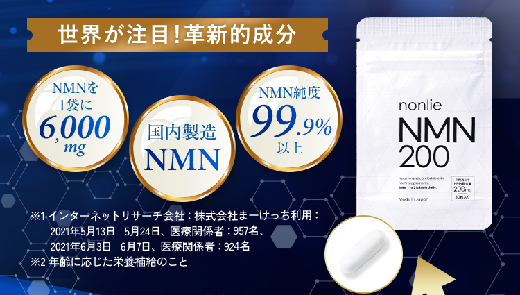 nonile NMN200 プラス エイジング サプリ 新品 NMNサプリ 認定